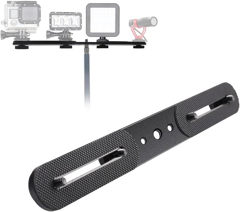 Zeetain 30cm Dual Speedlite Mount Tripod Bracket Flash Extension Bar, 10" Dual Bracket for Camera, LED Video Light, DSLR, Flash Light - Image 2